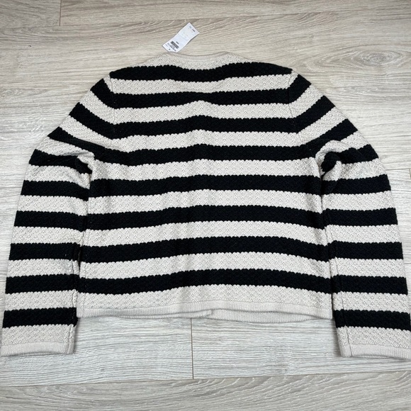 Abercrombie & Fitch Women Sz L Striped Textured Cardigan Cream Black Gold‎ New - Picture 7 of 7